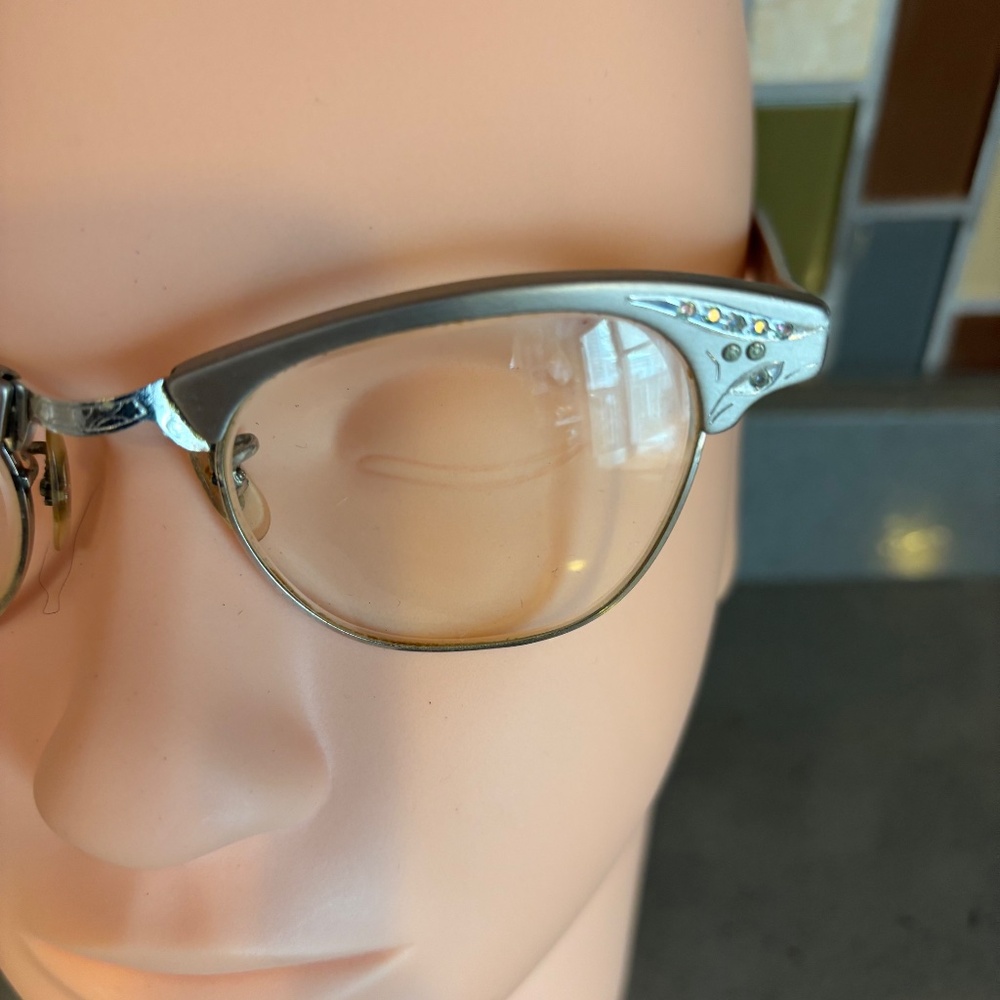 Vintage 50's Cat Eye Metal Glasses - image 2